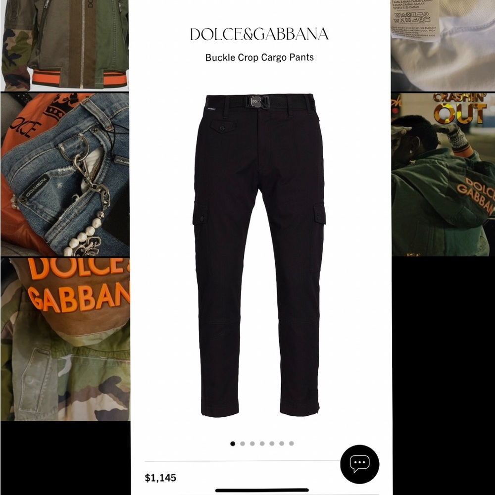 Black Dolce Gabbana Buckle Cargo Pants
